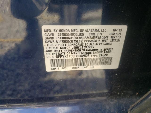 Photo 9 VIN: 5FPYK1F55EB002526 - HONDA RIDGELINE 