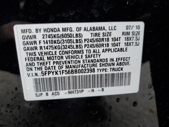 Photo 12 VIN: 5FPYK1F56BB002398 - HONDA RIDGELINE 