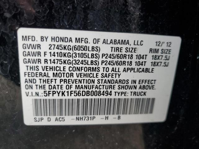 Photo 11 VIN: 5FPYK1F56DB008494 - HONDA RIDGELINE 