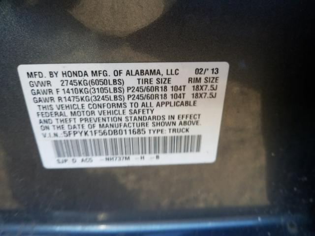 Photo 9 VIN: 5FPYK1F56DB011685 - HONDA RIDGELINE 