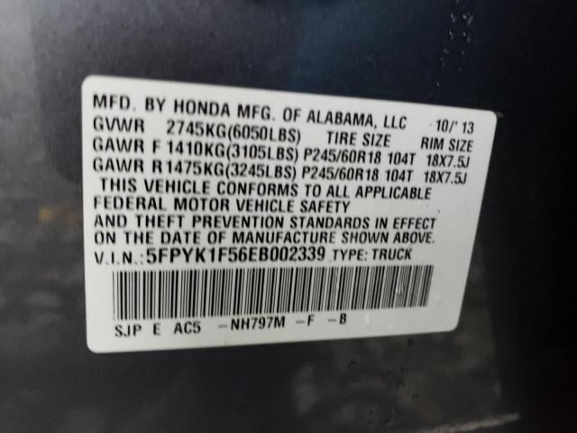 Photo 11 VIN: 5FPYK1F56EB002339 - HONDA RIDGELINE 