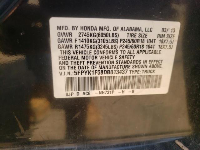 Photo 11 VIN: 5FPYK1F58DB013437 - HONDA RIDGELINE 