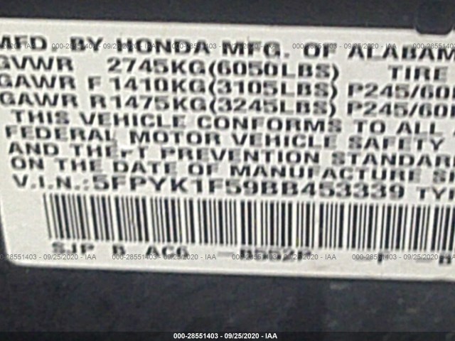 Photo 8 VIN: 5FPYK1F59BB453339 - HONDA RIDGELINE 