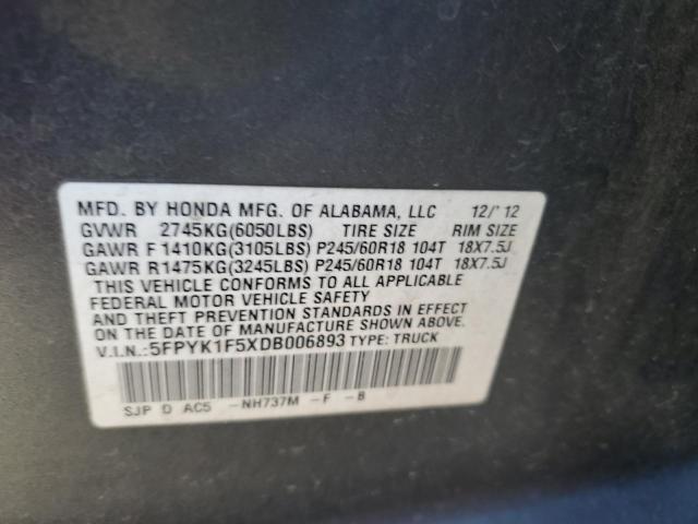 Photo 11 VIN: 5FPYK1F5XDB006893 - HONDA RIDGELINE 