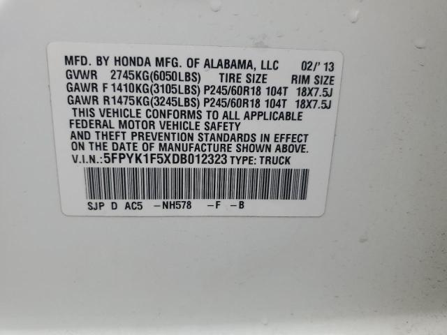 Photo 12 VIN: 5FPYK1F5XDB012323 - HONDA RIDGELINE 