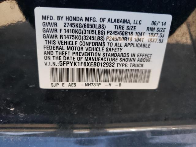 Photo 9 VIN: 5FPYK1F6XEB012932 - HONDA RIDGELINE 