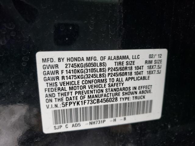 Photo 9 VIN: 5FPYK1F73CB456028 - HONDA RIDGELINE 