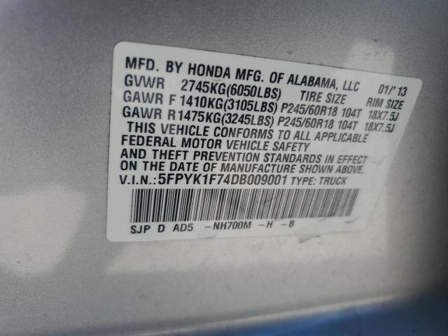 Photo 12 VIN: 5FPYK1F74DB009001 - HONDA RIDGELINE 