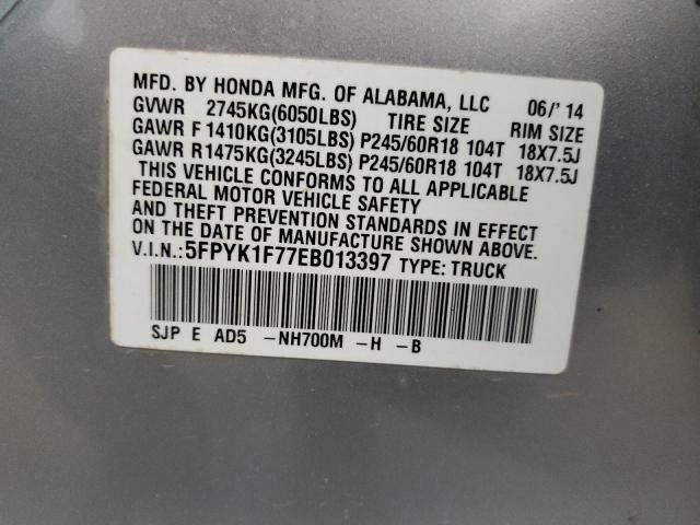 Photo 12 VIN: 5FPYK1F77EB013397 - HONDA RIDGELINE 