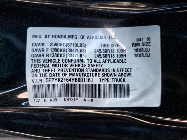 Photo 9 VIN: 5FPYK2F64HB001161 - HONDA RIDGELINE 