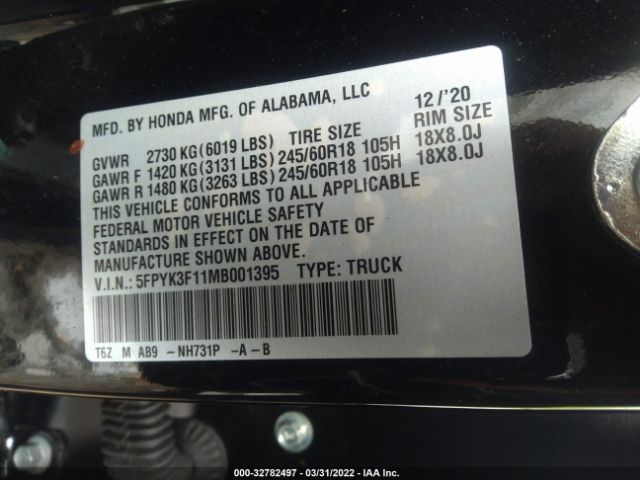 Photo 8 VIN: 5FPYK3F11MB001395 - HONDA RIDGELINE 