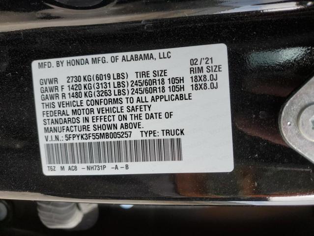 Photo 11 VIN: 5FPYK3F55MB005257 - HONDA RIDGELINE 