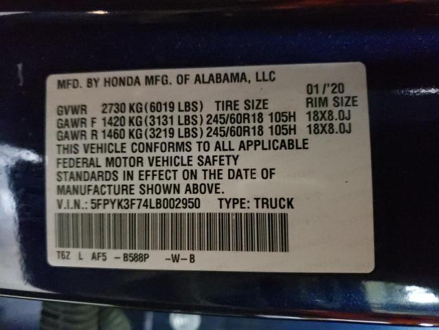 Photo 11 VIN: 5FPYK3F74LB002950 - HONDA RIDGELINE 