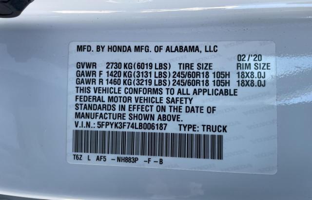 Photo 9 VIN: 5FPYK3F74LB006187 - HONDA RIDGELINE 