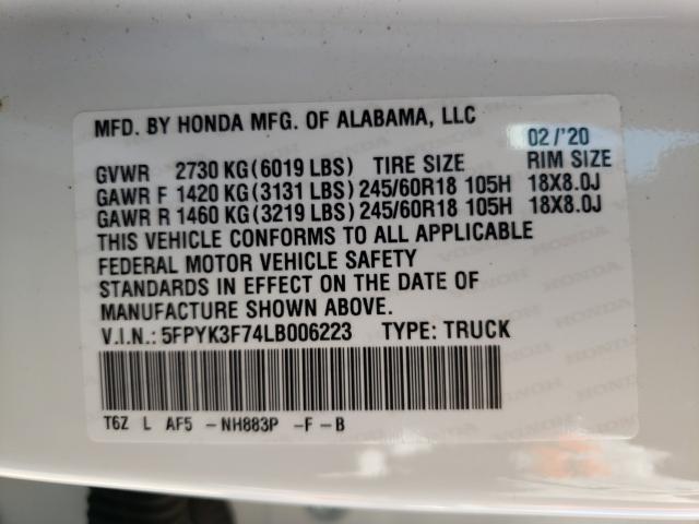 Photo 9 VIN: 5FPYK3F74LB006223 - HONDA RIDGELINE 