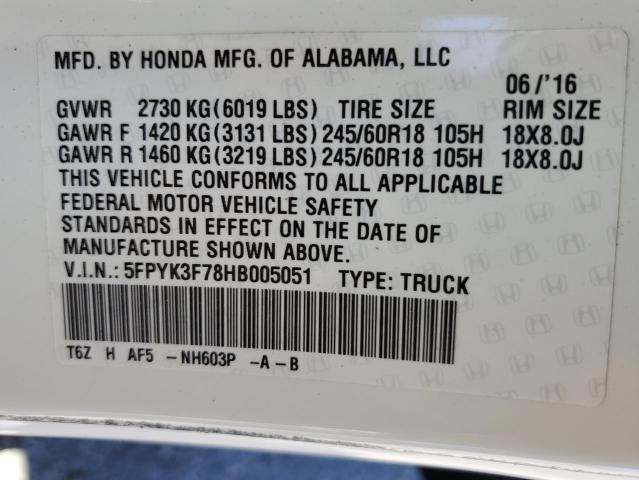 Photo 12 VIN: 5FPYK3F78HB005051 - HONDA RIDGELINE 