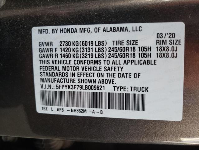 Photo 11 VIN: 5FPYK3F79LB009621 - HONDA RIDGELINE 