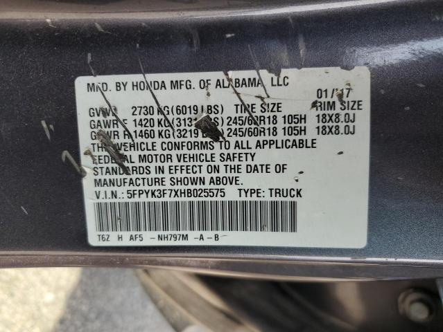 Photo 11 VIN: 5FPYK3F7XHB025575 - HONDA RIDGELINE 