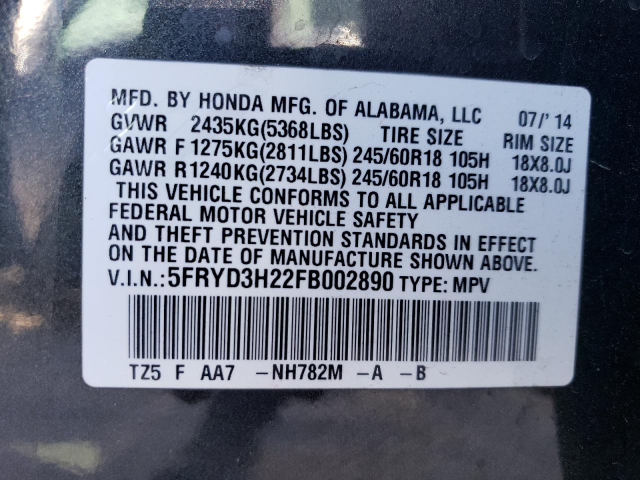 Photo 12 VIN: 5FRYD3H22FB002890 - ACURA MDX 