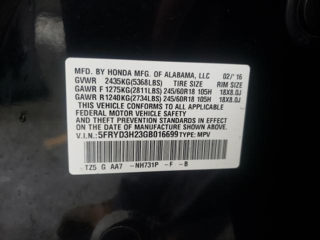 Photo 9 VIN: 5FRYD3H23GB016699 - ACURA MDX 