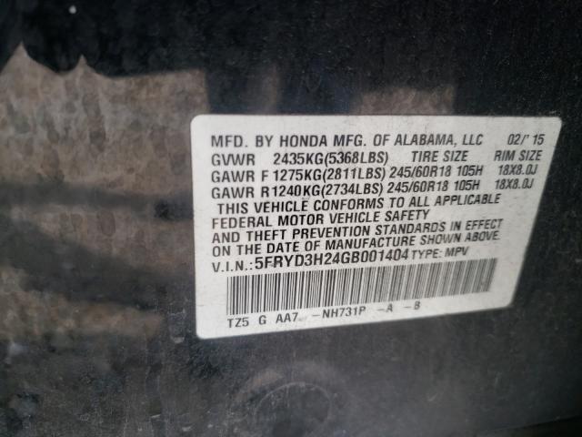 Photo 9 VIN: 5FRYD3H24GB001404 - ACURA MDX 