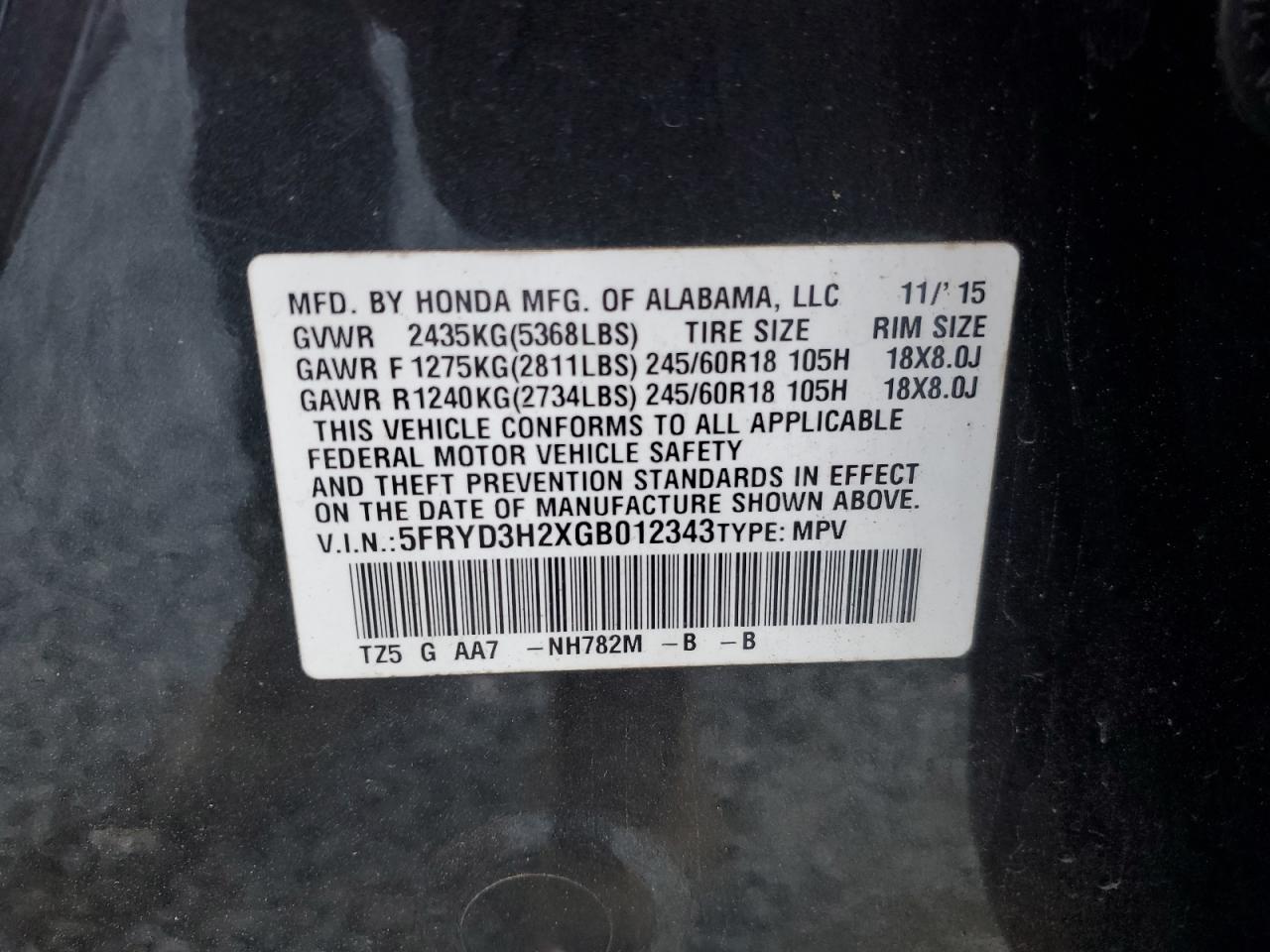 Photo 12 VIN: 5FRYD3H2XGB012343 - ACURA MDX 