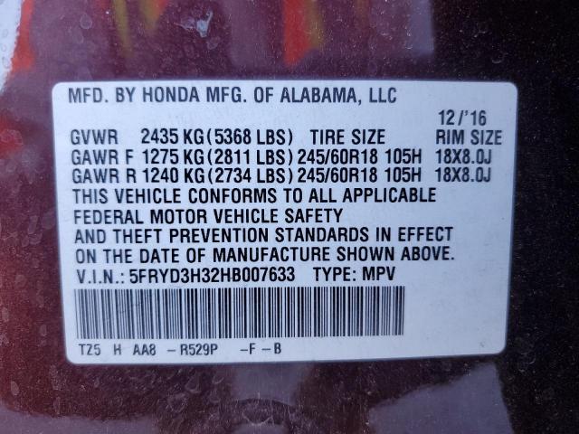 Photo 13 VIN: 5FRYD3H32HB007633 - ACURA MDX 