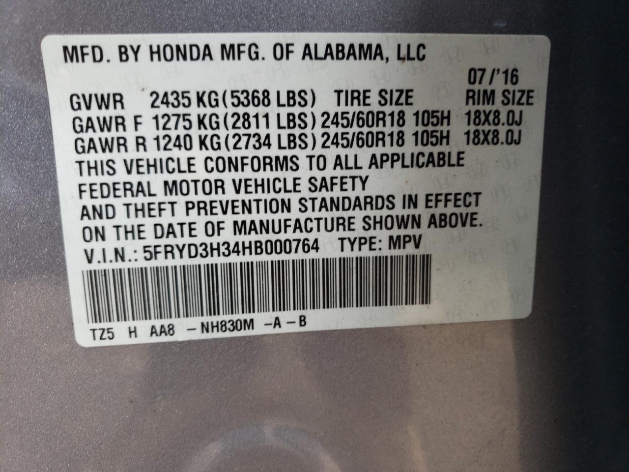 Photo 12 VIN: 5FRYD3H34HB000764 - ACURA MDX 