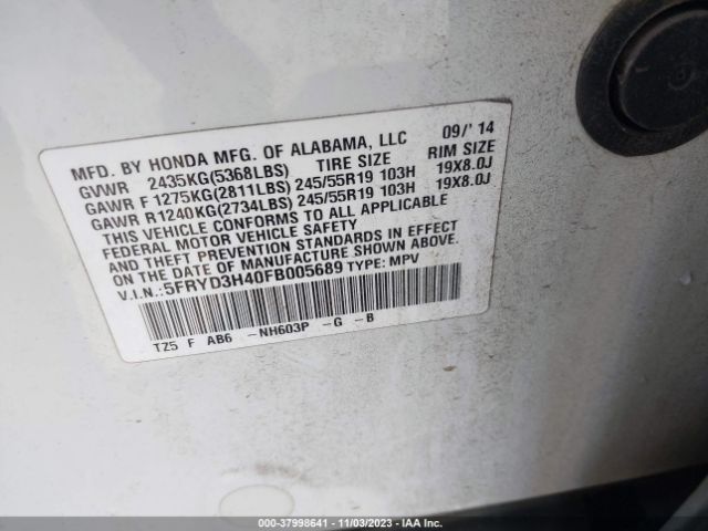 Photo 8 VIN: 5FRYD3H40FB005689 - ACURA MDX 