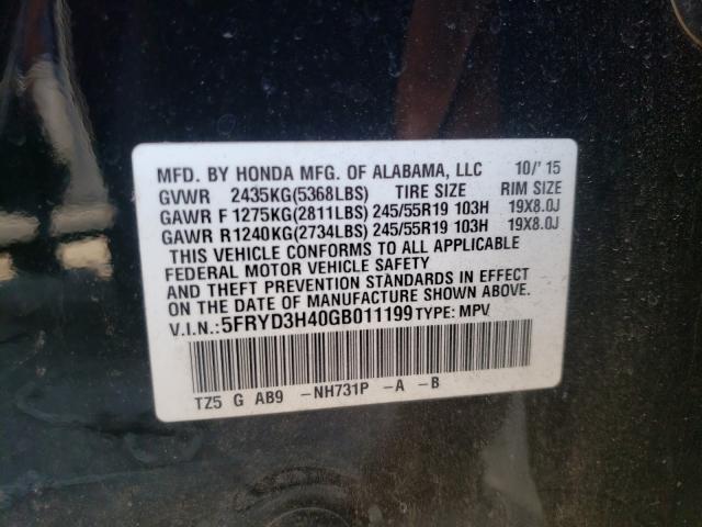 Photo 9 VIN: 5FRYD3H40GB011199 - ACURA MDX 