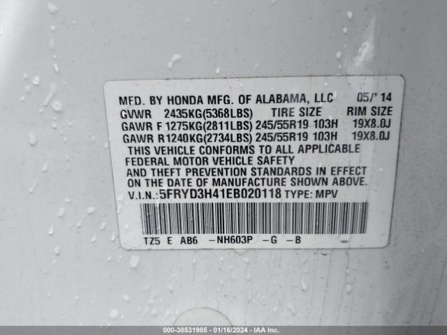 Photo 8 VIN: 5FRYD3H41EB020118 - ACURA MDX 