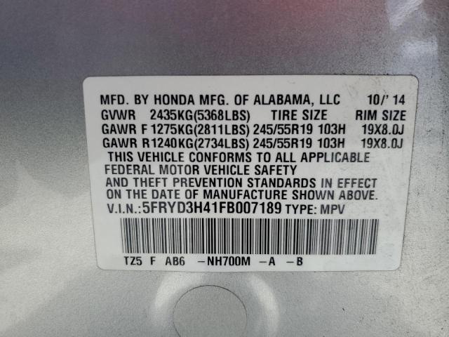 Photo 13 VIN: 5FRYD3H41FB007189 - ACURA MDX 