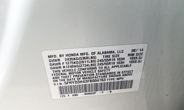 Photo 9 VIN: 5FRYD3H43FB004763 - ACURA MDX 