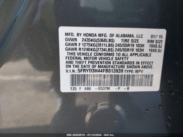 Photo 8 VIN: 5FRYD3H44FB013939 - ACURA MDX 