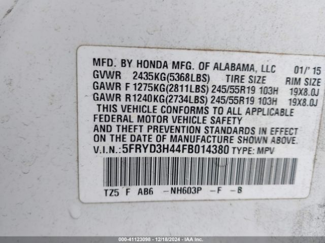 Photo 8 VIN: 5FRYD3H44FB014380 - ACURA MDX 