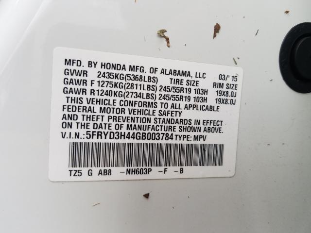 Photo 9 VIN: 5FRYD3H44GB003784 - ACURA MDX TECHNO 