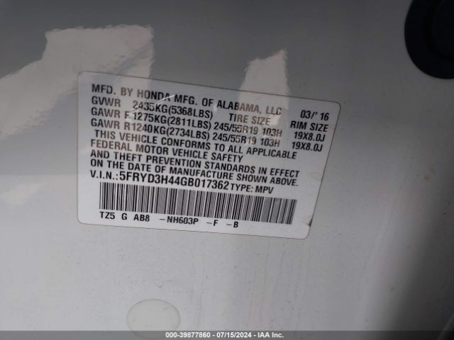 Photo 8 VIN: 5FRYD3H44GB017362 - ACURA MDX 