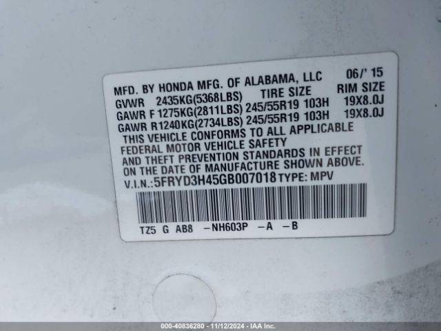 Photo 8 VIN: 5FRYD3H45GB007018 - ACURA MDX 