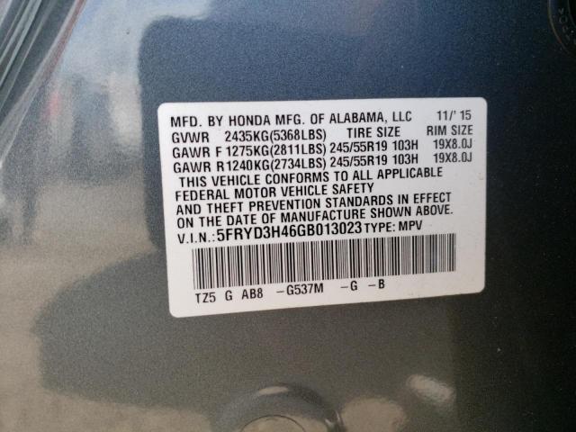 Photo 9 VIN: 5FRYD3H46GB013023 - ACURA MDX TECHNO 