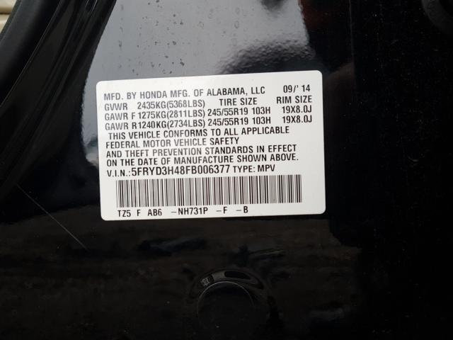 Photo 9 VIN: 5FRYD3H48FB006377 - ACURA MDX 