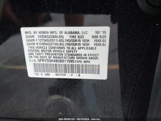 Photo 8 VIN: 5FRYD3H48GB011595 - ACURA MDX 