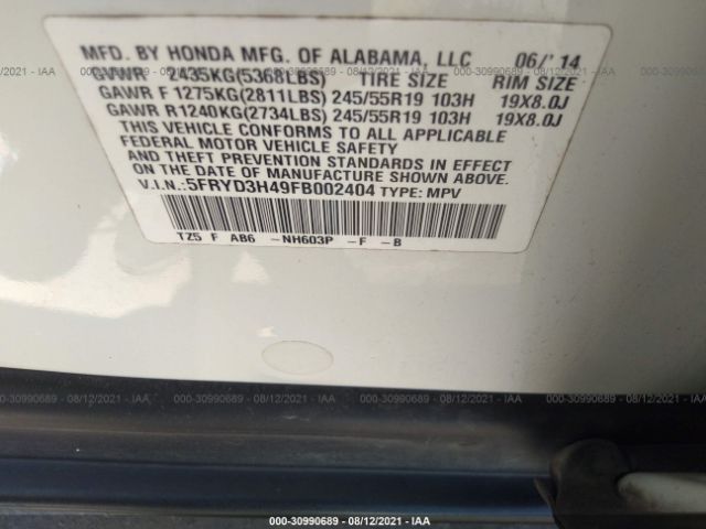 Photo 8 VIN: 5FRYD3H49FB002404 - ACURA MDX 