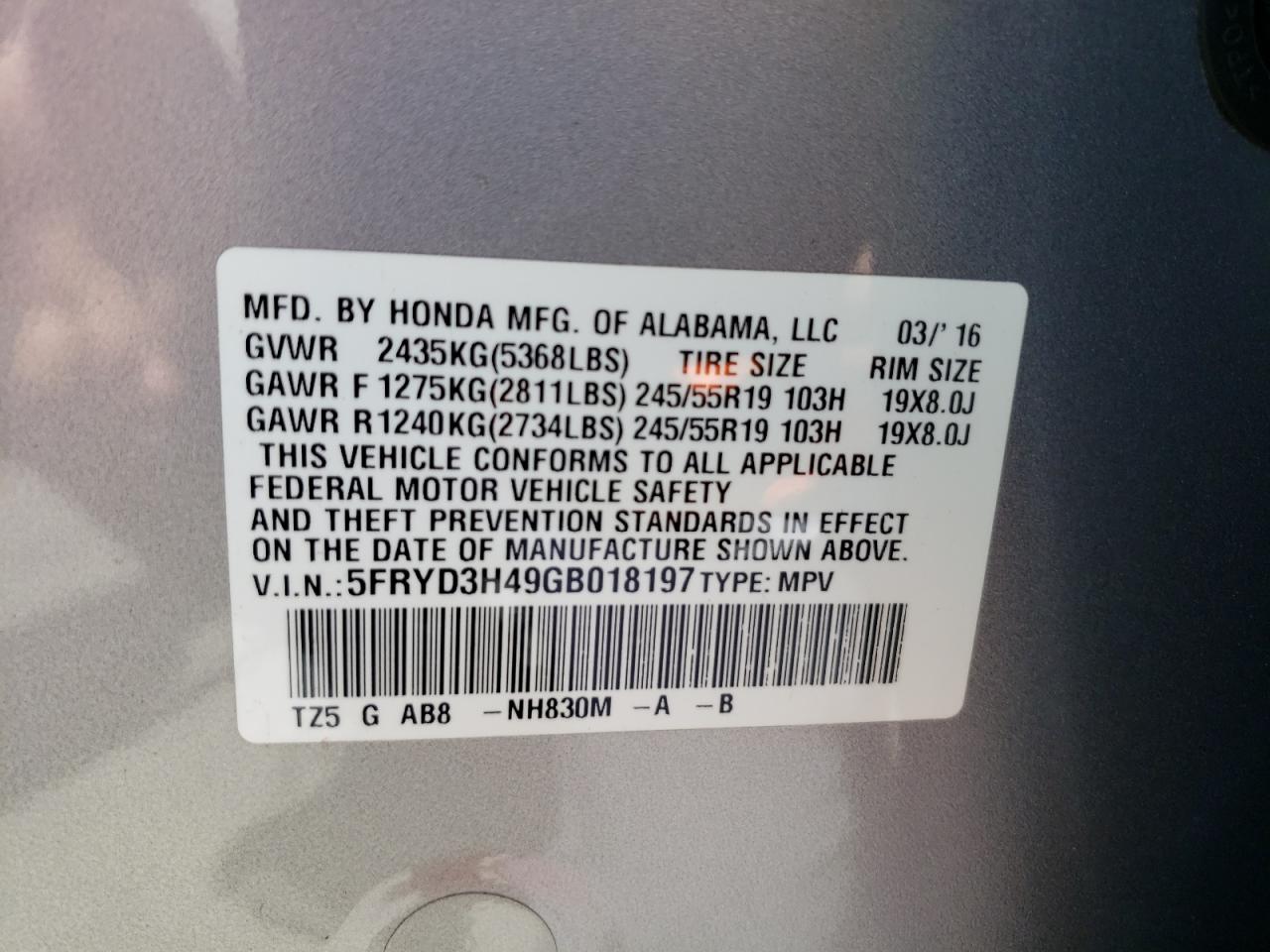 Photo 11 VIN: 5FRYD3H49GB018197 - ACURA MDX 