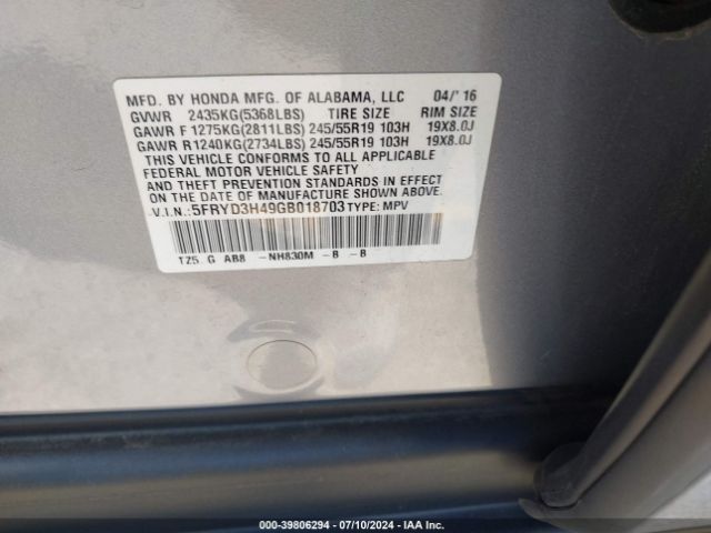 Photo 8 VIN: 5FRYD3H49GB018703 - ACURA MDX 