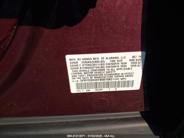 Photo 8 VIN: 5FRYD3H4XFB001083 - ACURA MDX 