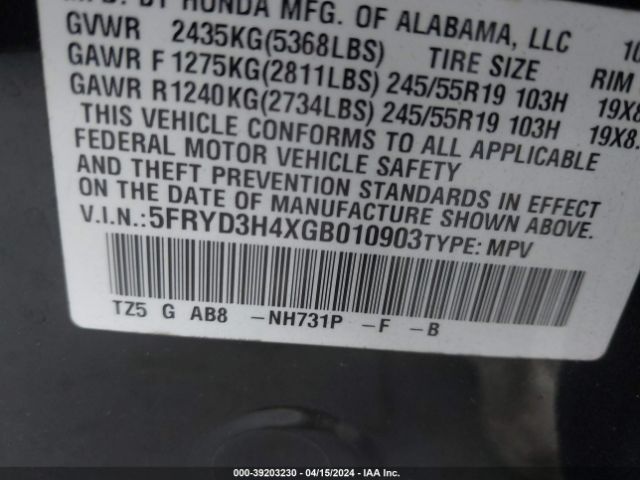 Photo 8 VIN: 5FRYD3H4XGB010903 - ACURA MDX 