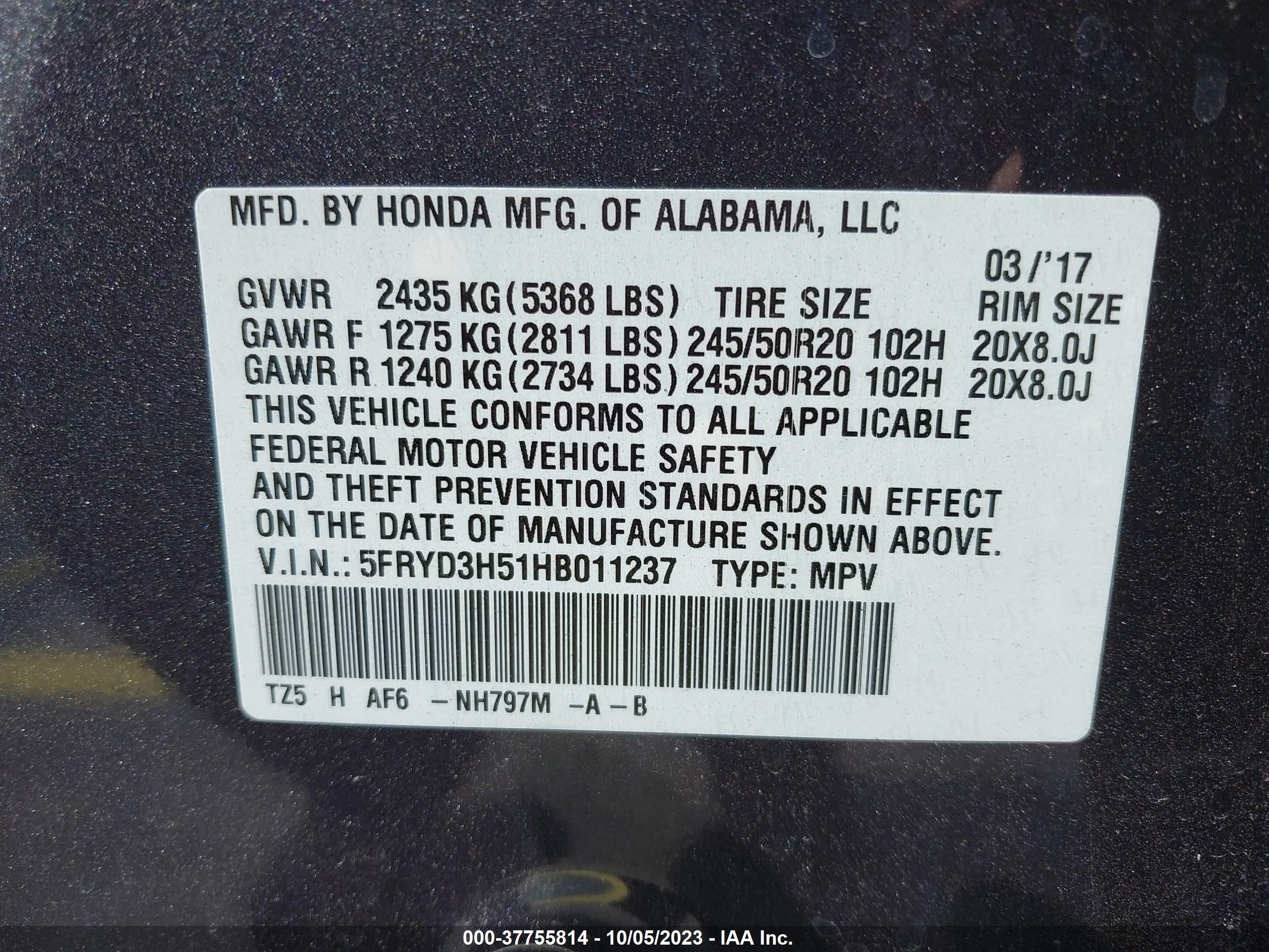 Photo 8 VIN: 5FRYD3H51HB011237 - ACURA MDX 