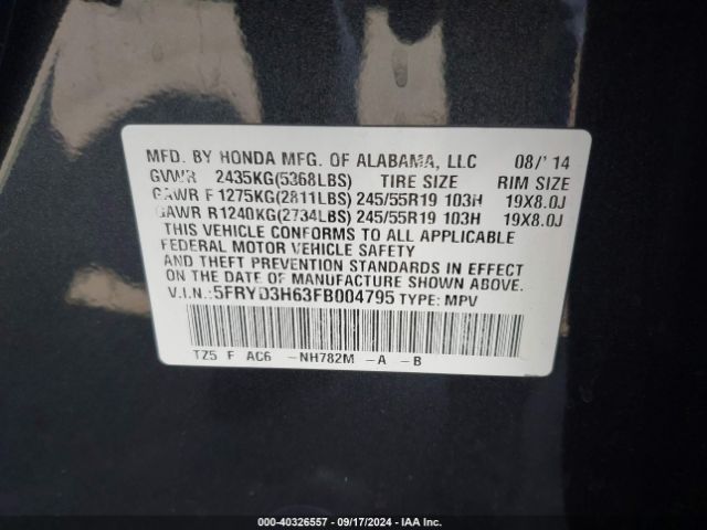 Photo 8 VIN: 5FRYD3H63FB004795 - ACURA MDX 