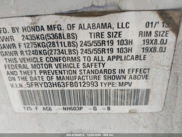 Photo 8 VIN: 5FRYD3H63FB012993 - ACURA MDX 