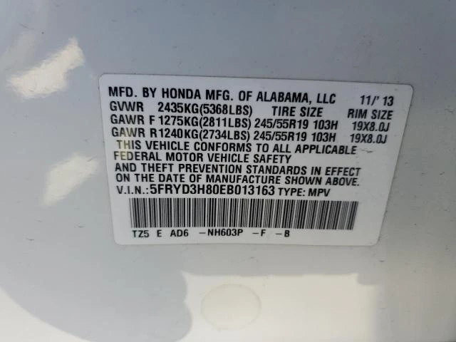 Photo 12 VIN: 5FRYD3H80EB013163 - ACURA MDX ADVANC 